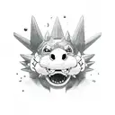bowser dead with red blood and x over eyes tattoo design idea