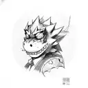 bowser dead with red blood and x over eyes tattoo design idea