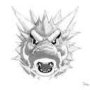 bowser dead with red blood and x over eyes tattoo design idea