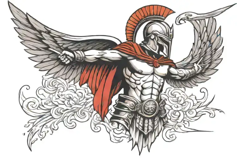 spartan wings spread wide tattoo design idea