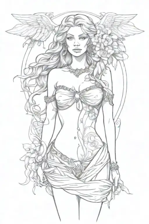 full body Aphrodite realistic sexy girl shoulder tattoo tattoo design idea
