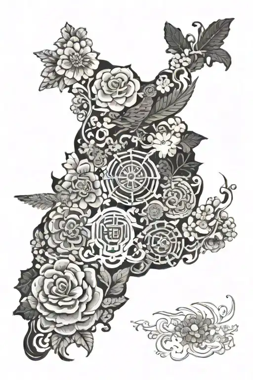 symbols of placesnive lived japan, washington state, maine, hawaii tattoo design idea