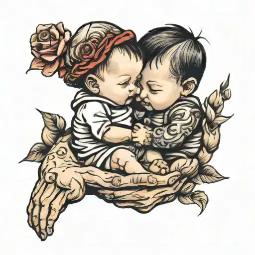 baby in father holding hands tattoo design idea