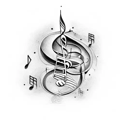 the letters f r e e d o m made of musical notes  tattoo design idea