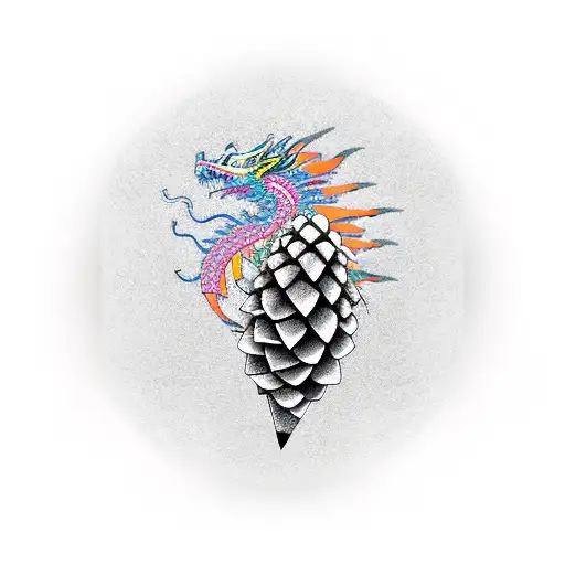 pine cone scale dragon tattoo design idea