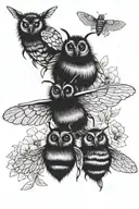 bumblebees , owls, quotes tattoo design idea