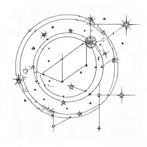 a thing of stars and planets with the constellations of aqaurius, capricorn, sagattarius, and leo mixed in tattoo design idea