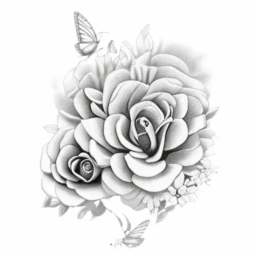 une maman qui porte son enfant avec des fleurs  tattoo design idea