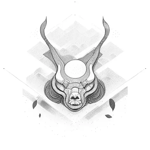 Namakubi com chamas envolta tattoo design idea