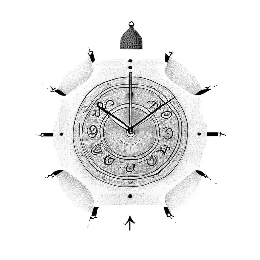 mirror on clock tattoo design idea