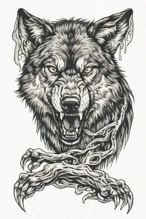 evil wolf  tattoo design idea
