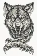 evil wolf  tattoo design idea
