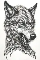 evil wolf  tattoo design idea