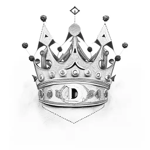 Letter D with crown on top & the city under the D tattoo design idea