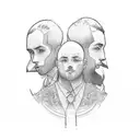 three boys walking front facing tattoo design idea