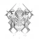 three boys walking front facing tattoo design idea