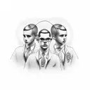 three boys walking front facing tattoo design idea