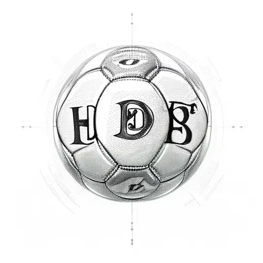 A sketch-style design of a soccer field, with your parents' initials incorporated into the grass tattoo design idea