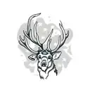 stag with trees behind  tattoo design idea