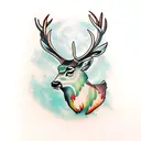stag with trees behind  tattoo design idea