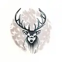 stag with trees behind  tattoo design idea