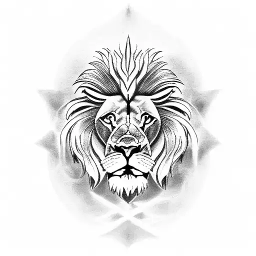 lion heart root Resilience Strength enlightenment sacred geometry  tattoo design idea
