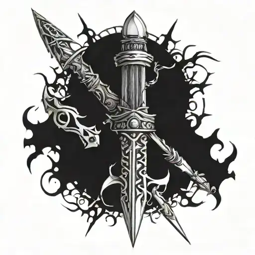 darkwork dagger wrapped of spines  tattoo design idea