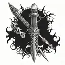 darkwork dagger wrapped of spines  tattoo design idea