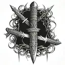 darkwork dagger wrapped of spines  tattoo design idea