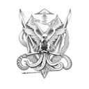 eagle with squid and crossbow tattoo design idea