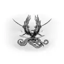 eagle with squid and crossbow tattoo design idea