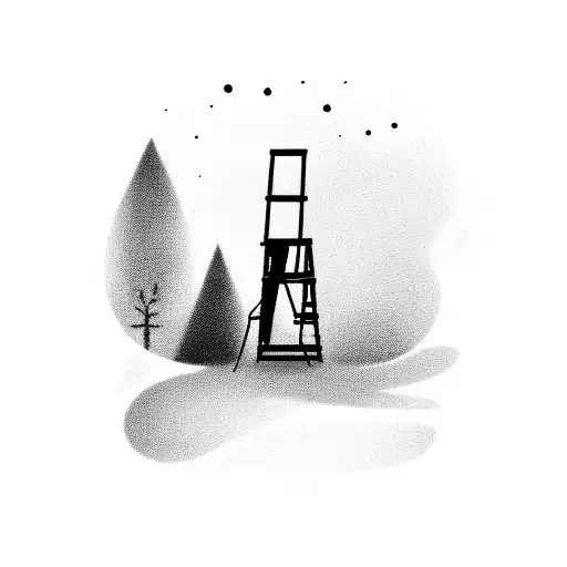 Walk alone on a ladder in the way of sky tattoo design idea