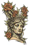 lady liberty statue tattoo design idea