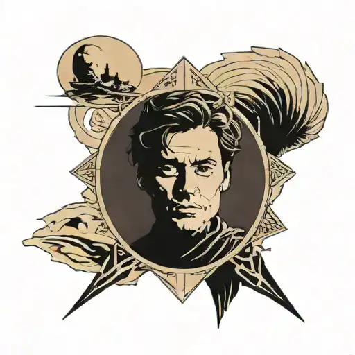 Dune book, Paul Atreides stands, minimalist tattoo tattoo design idea