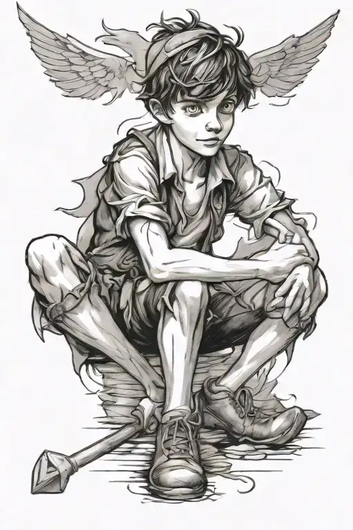 Peter Pan lost boy writing  tattoo design idea