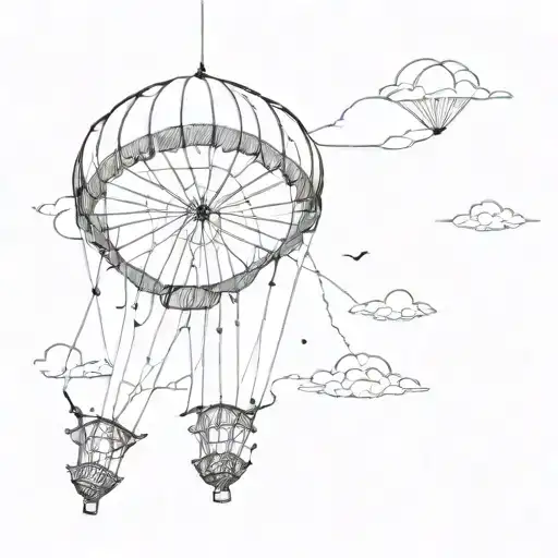 abstract parachute hanging tattoo design idea