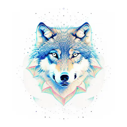 wolf moon magical tattoo design idea