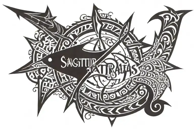 fisher name, Sagittarius star sign incorporated tattoo design idea