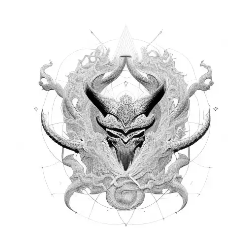 A collection of iconic symbols from Elden Ring, intricately designed in a blackwork pattern tattoo design idea