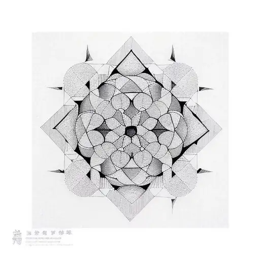 An abstract geometric design using squares to create an optical illusion tattoo design idea
