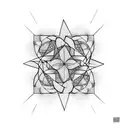 An abstract geometric design using squares to create an optical illusion tattoo design idea