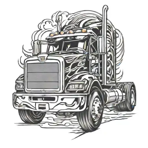 semi truck, automotive racing tattoo design idea
