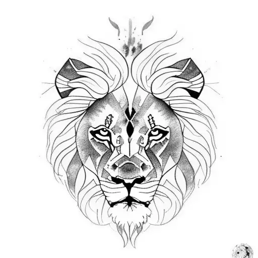 realistic lion face watercolor mandala tattoo design idea