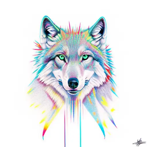 loup dent sortie avec croix catholique  tattoo design idea