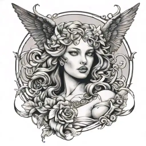tayloe swift in tortured poets department album cover as Aphrodite goddess tattoo design idea
