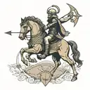 centaur with gladiator helmet with arrow facing backwards  tattoo design idea