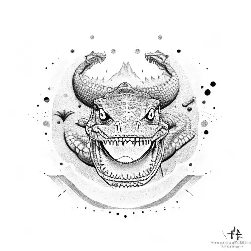 chill but fierce crocodile  hunting  tattoo design idea