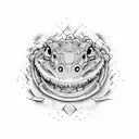 chill but fierce crocodile  hunting  tattoo design idea