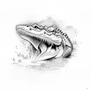 chill but fierce crocodile  hunting  tattoo design idea