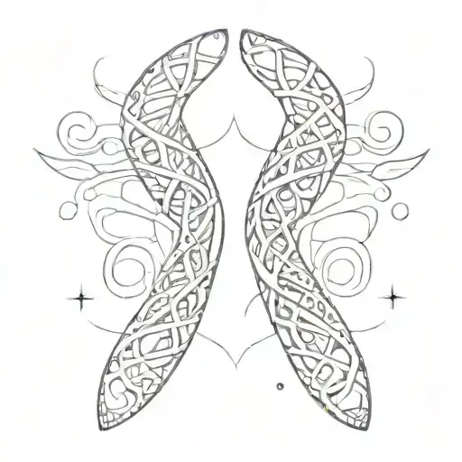A sketch of a chromosome with intricate patterns inspired by RNA molecules tattoo design idea